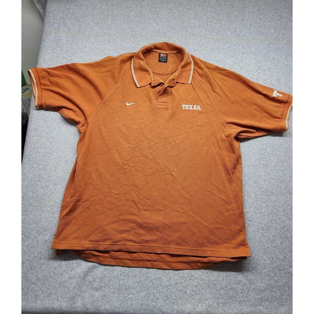 Vintage 90s‎ Texas Longhorns Polo Men XL Orange Nike Team Short Sleeve Football